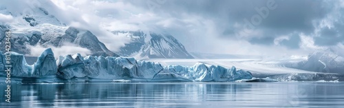 Wallpaper Mural A massive iceberg is seen floating on a body of water, dominating the scene with its sheer size and presence. The crisp blue water contrasts with the icy white hues of the iceberg, creating a striking Torontodigital.ca