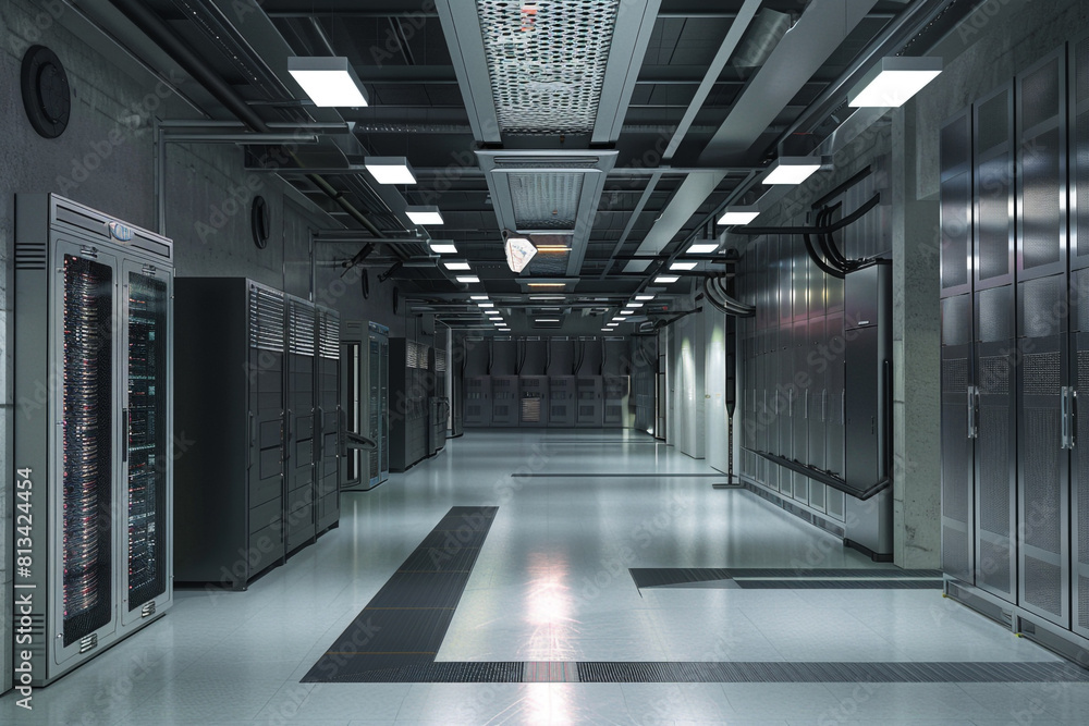 Fototapeta premium A 3D render of a computer data center 