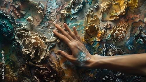 Captivating textures and tactile sensations depicted with lifelike precision, evoking a sense of curiosity and exploration in the viewer. photo