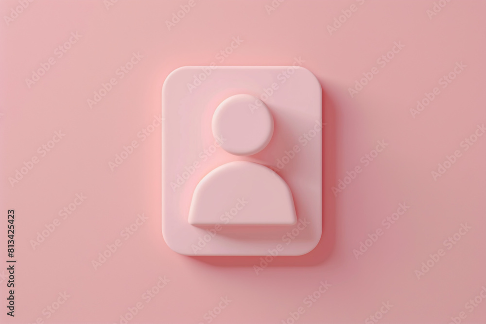 A 3D user profile icon, on a pastel powder pink background A 3D user profile icon, on a pastel powder pink background