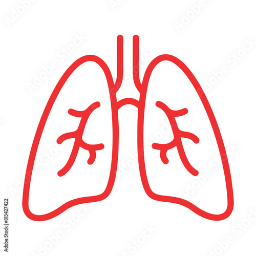 Human lungs outline icon on white background