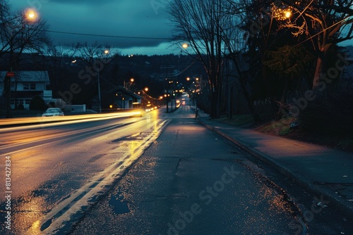 City Street at Night With Street Lights © Yasir