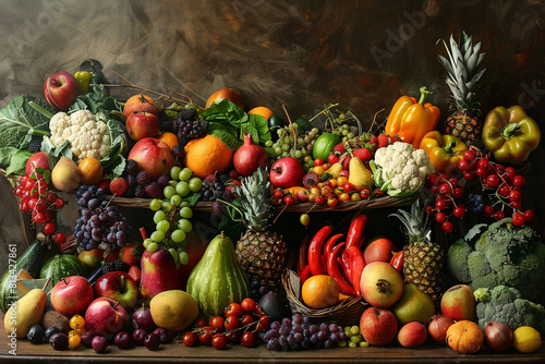 A Bountiful Assortment of Fresh Fruits and Vegetables  