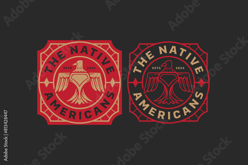 native american eagle logo design for adventure and outdoor company business