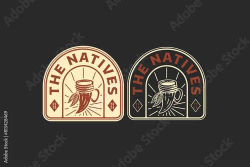 native horn cup american indian logo design for adventure and outdoor company business