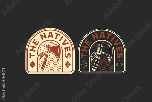 native ax american indian logo design for adventure and outdoor company business