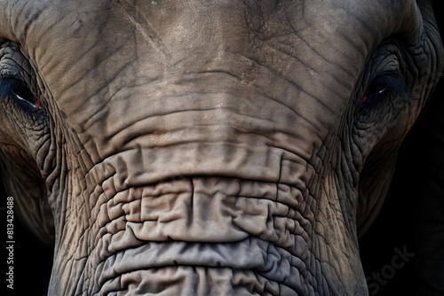 Close-up of an African Elephant's Face Showing Detailed Texture © Julia Jones