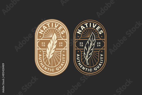 native feather logo design for adventure and outdoor company business