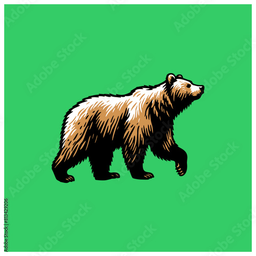 vintage hand drawing vector wild bear walking 