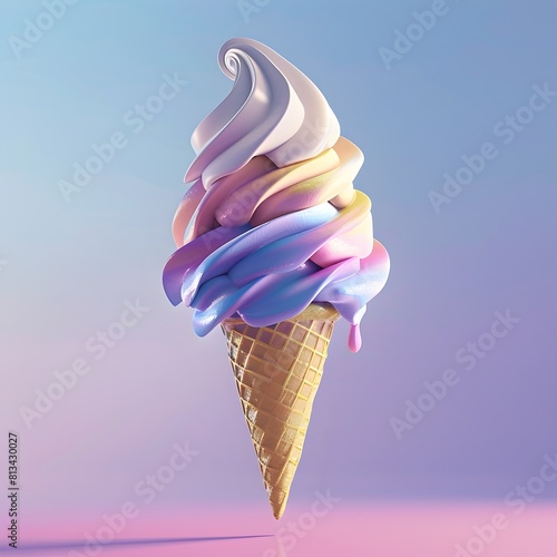 Vibrant Ice Cream Cone in D...