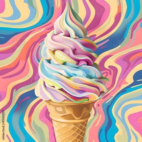 Vibrant Swirling Ice Cream ...