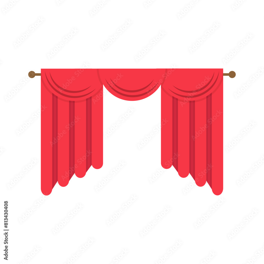 red curtains on white background