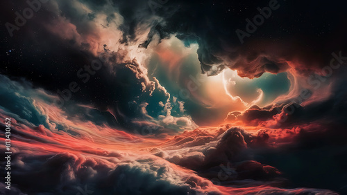New amazing abstract seamless cosmic space nebula black hole planets colorful background