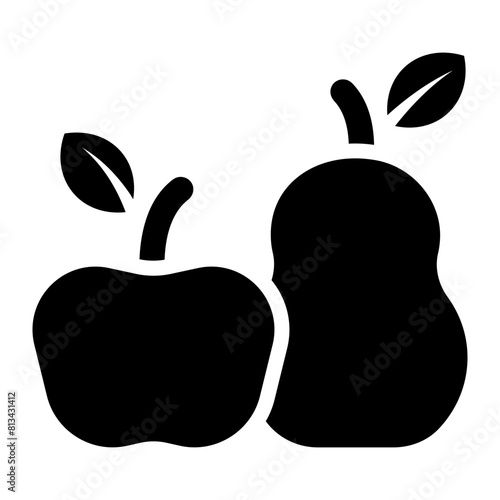 apple and pear fruits icon