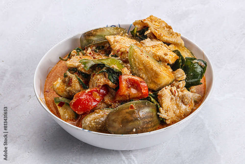 Fototapeta premium Thai red spicy curry with chicken