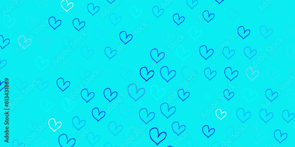 Light BLUE vector texture with lovely hearts. Light BLUE vector texture with lovely hearts.
