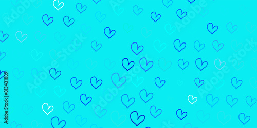 Light BLUE vector texture with lovely hearts.