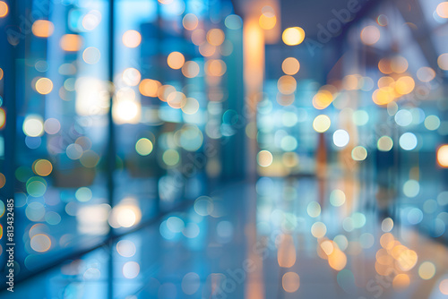 Blurred glass wall of modern business office building at the business center use for background in business concept. Blur corporate business office. Abstract office windows background.