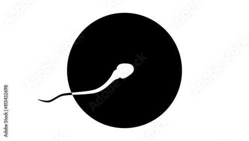 Fertilizer logo,sperm and egg,  black isolated silhouette