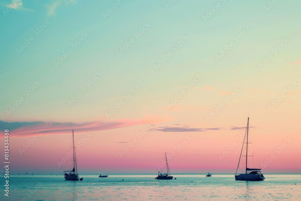 Calm sea and pastel sunset