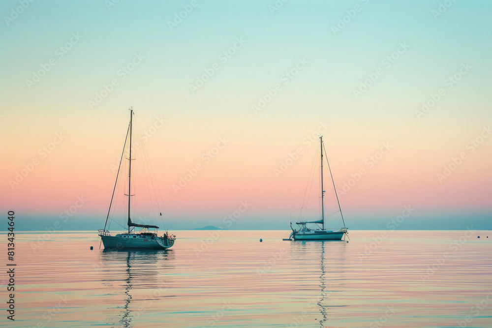 Calm sea and pastel sunset