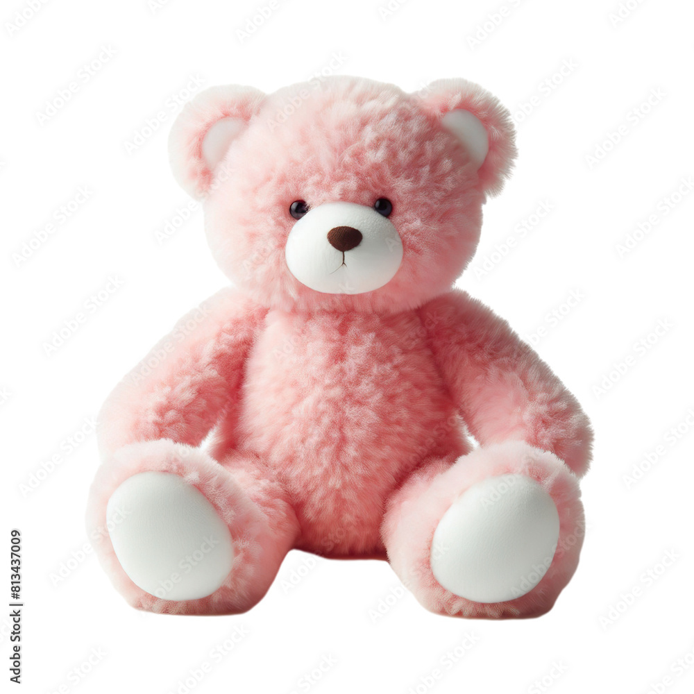 a fur plush stuffed pink teddy bear, white background PNG a fur plush stuffed pink teddy bear, white background PNG