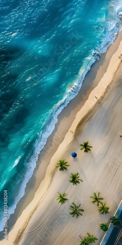 Playa com palmeiras e água azul cristalina