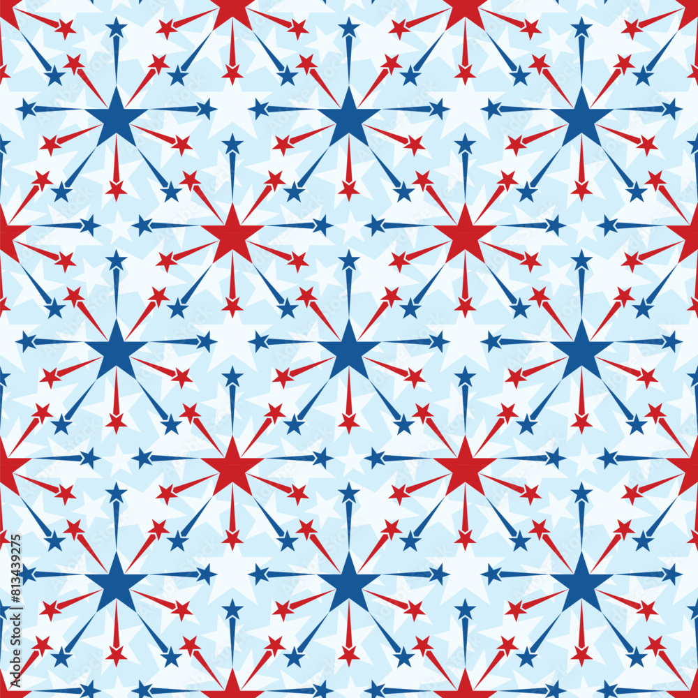 American flag themed star shapes seamless pattern