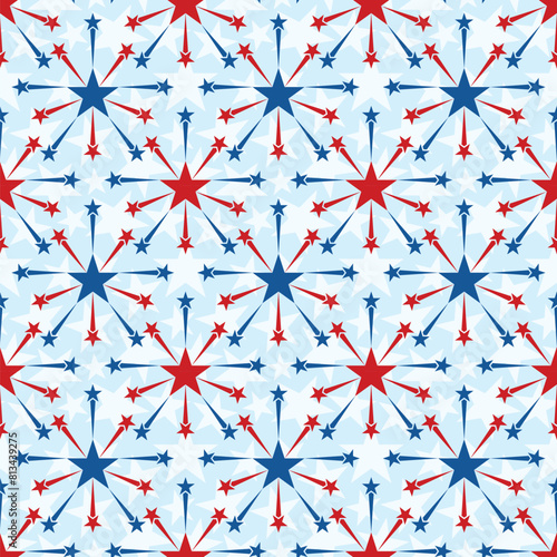 Obraz na płótnie American flag themed star shapes seamless pattern w salonie