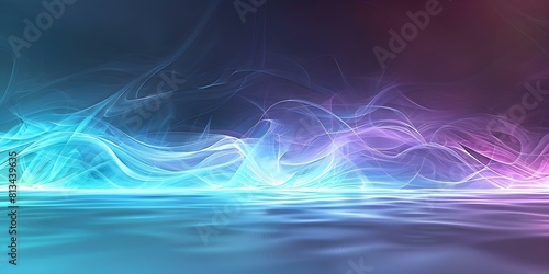 Neon purple and blue abstract horizontal glowing light beam background. Concept Abstract Art, Neon Colors, Glowing Lights, Horizontal Design, Background Portrait