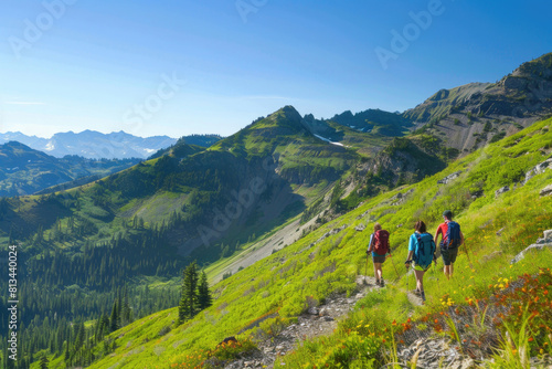 Hikers enjoying a mountain trail