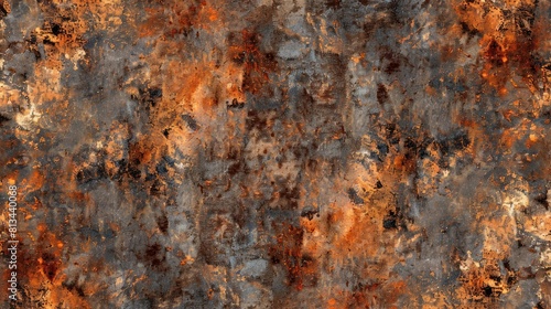 Complex rusted metal texture with orange and gray tones 