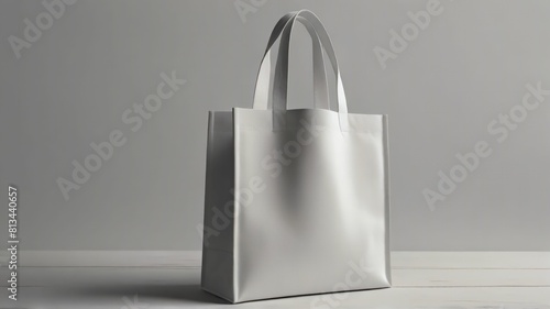 White blank tote bag mockup on white background.