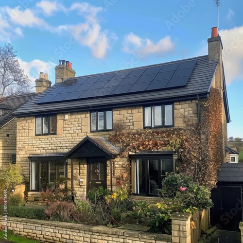 Sustainable Power Integration: Black Samsung Solar Panels on UK Terraced House