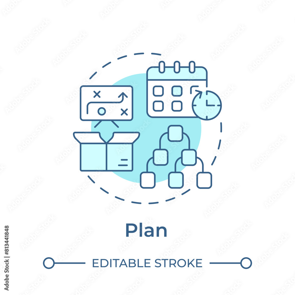 Plan soft blue concept icon. Product development strategy. Company organization, business management. Round shape line illustration. Abstract idea. Graphic design. Easy to use in infographic Plan soft blue concept icon. Product development strategy. Company organization, business management. Round shape line illustration. Abstract idea. Graphic design. Easy to use in infographic