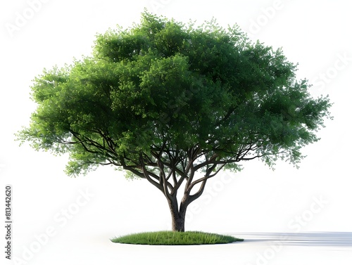 Majestic Green Tree Stands Tall in Serene Natural Landscape with Lush Foliage and Tranquil