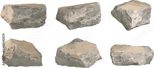 Limestone Rock Nature Shape, Realistic 3D Rendering, Transparent Background PNG File
