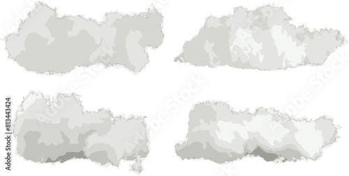 Fluffy Clear White Clouds, Cut Out Transparent Backgrounds, Special Effect, 3D Rendering PNG File