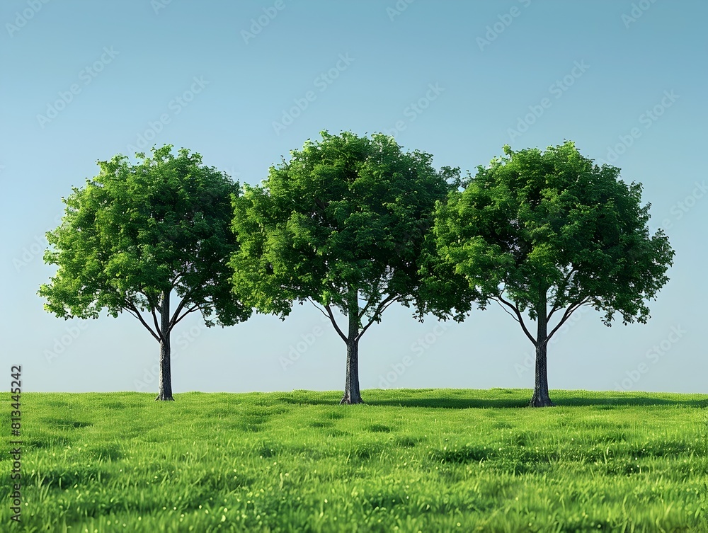 Lush Green Meadow with Thriving Trees on a Sunny Day in the Countryside Lush Green Meadow with Thriving Trees on a Sunny Day in the Countryside
