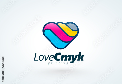 Logo Love CMYK. Heart Silhouette Printing theme. Template design vector. White background