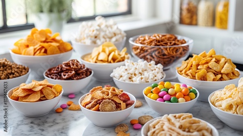 Assorted Snack Bowls on Kitchen Counter