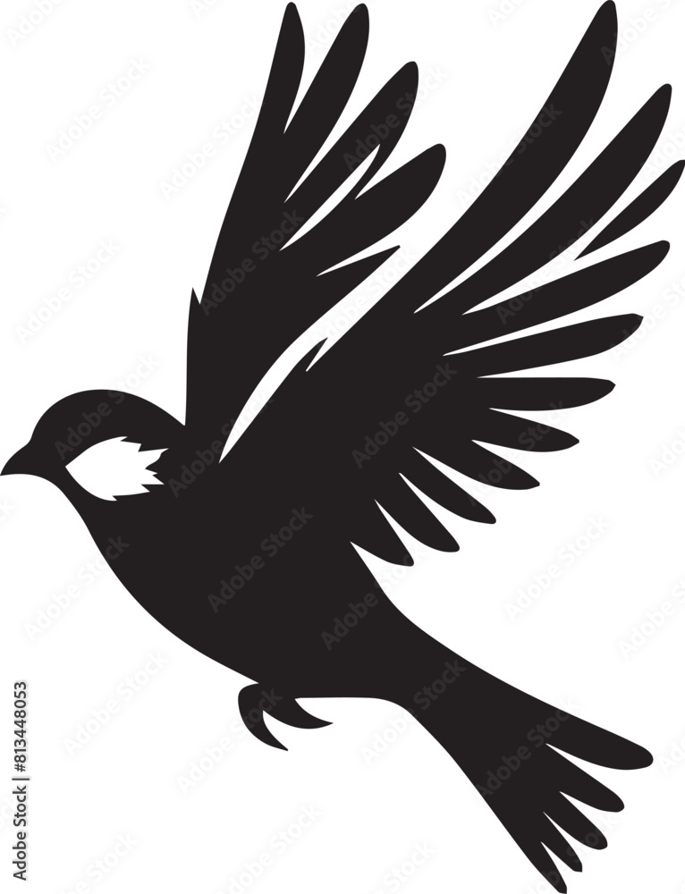 Obraz premium Sparrow bird flying silhouette. Sparrow birds vector design isolated on white background.