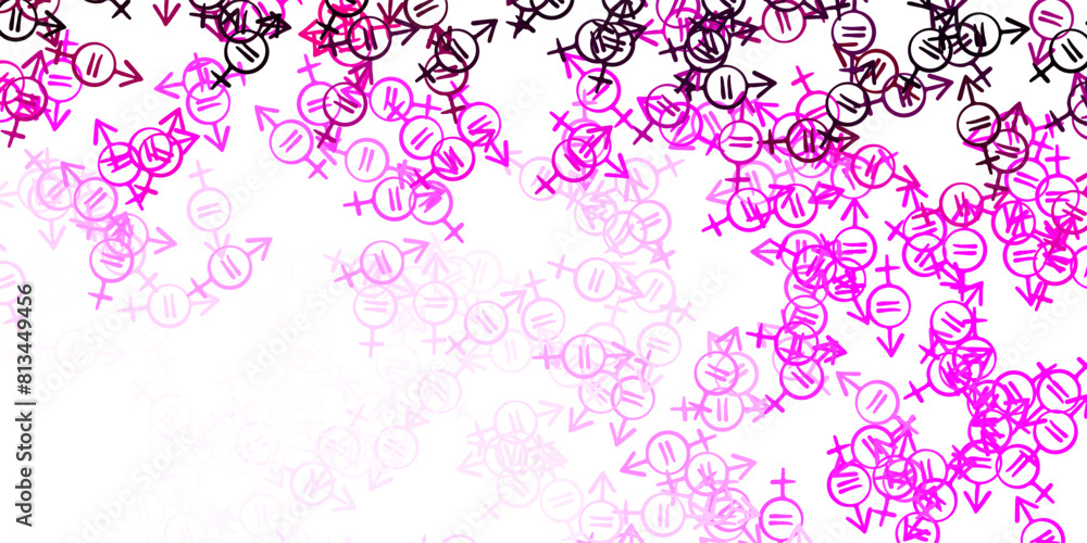 Light Pink vector pattern with feminism elements. Light Pink vector pattern with feminism elements.