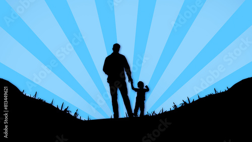Father and child silhouette with Father's Day background