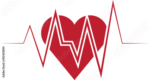 Red heartbeat icon. Editable vector illustration design.