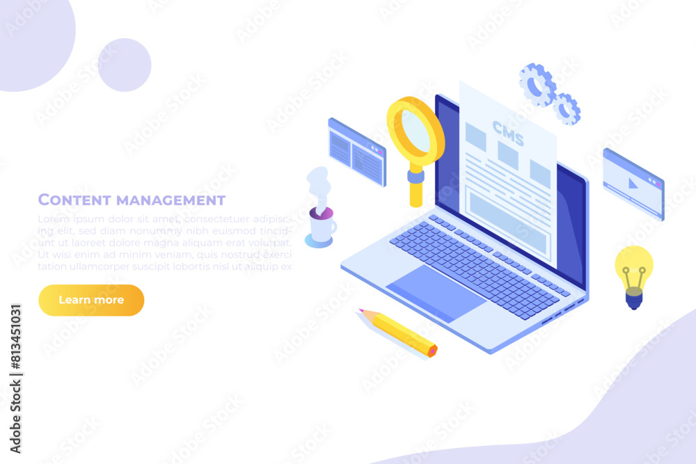 Isometric CMS, Content management concept. Vector illustration. Isometric CMS, Content management concept. Vector illustration.