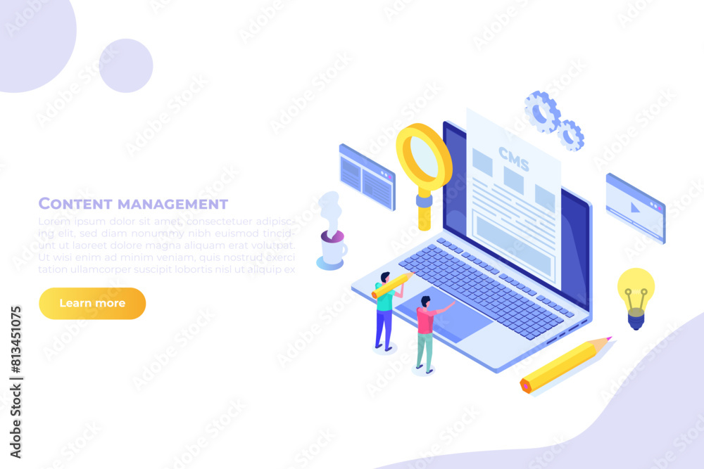 Isometric CMS, Content management concept. Vector illustration. Isometric CMS, Content management concept. Vector illustration.