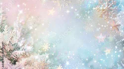 Festive Pastel Dreams   a light and airy portrait-oriented background with soft pastel hues  featuring delicate snowflakes  twinkling stars  and a whimsical holiday charm. 