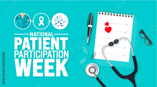 June is National Patient Participation Week background template. Holiday concept. use to background, banner, placard, card, and poster design template.