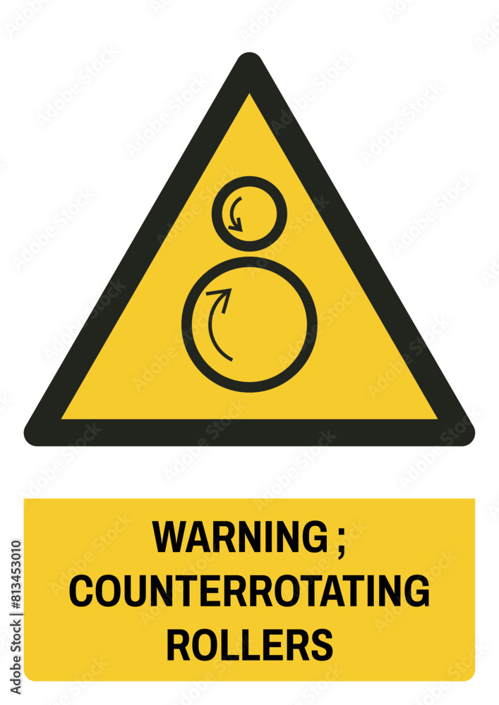 ISO warning safety signs_warning ; counterrotating rollers size a4/a3/a2/a1 ISO warning safety signs_warning ; counterrotating rollers size a4/a3/a2/a1